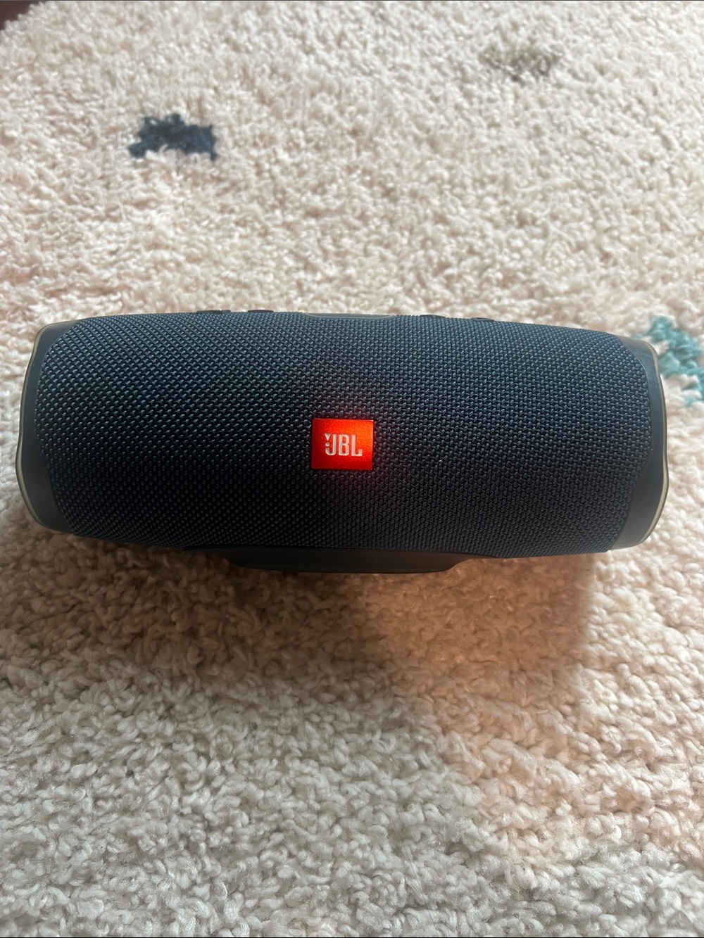 JBL Navy Blue Portable Bluetooth Speaker with Orange Logo